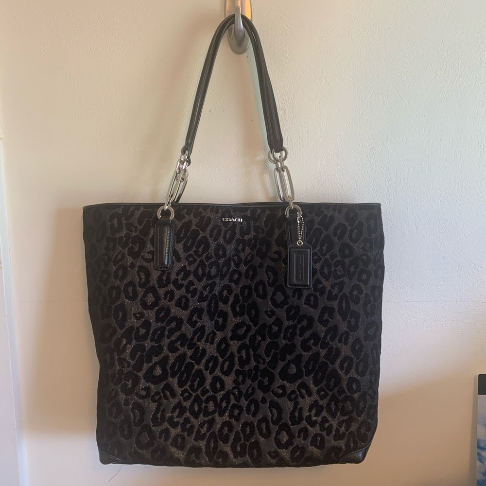 Black and silver shimmer Coach purse